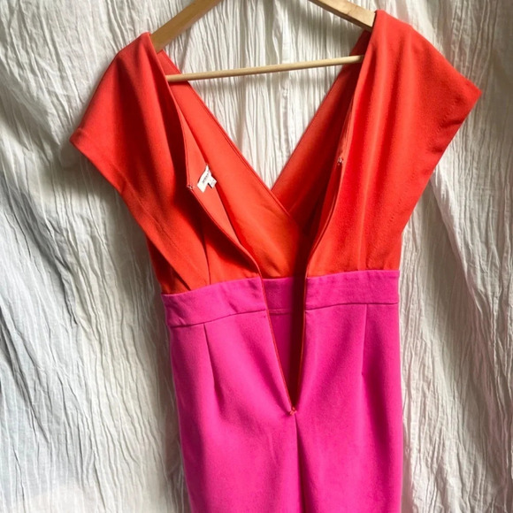 Jealous Tomato Pink & Red Colorblock Surplice Neckline Mini Dress, S - Picture 5 of 14